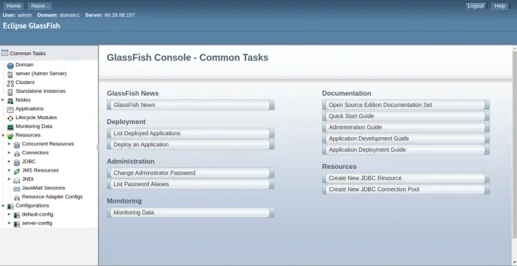 GlassFish Dashboard