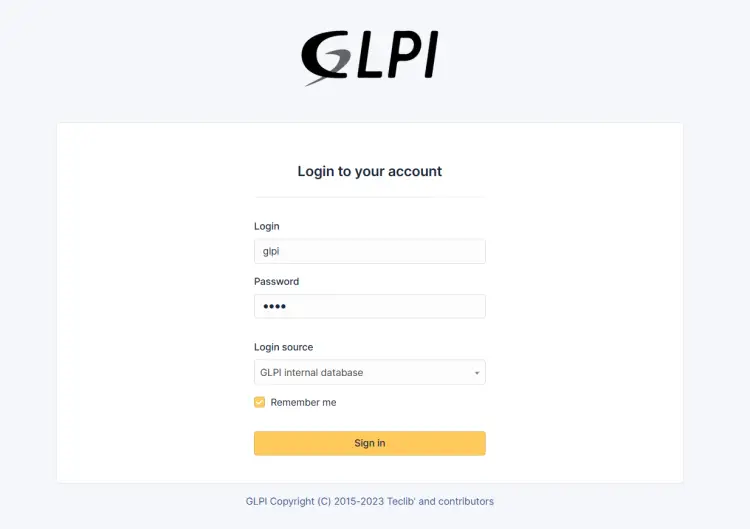 glpi login page