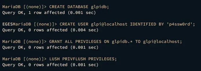 create new database and user