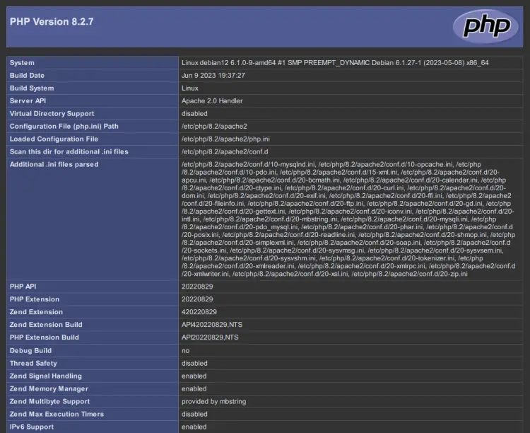 phpinfo