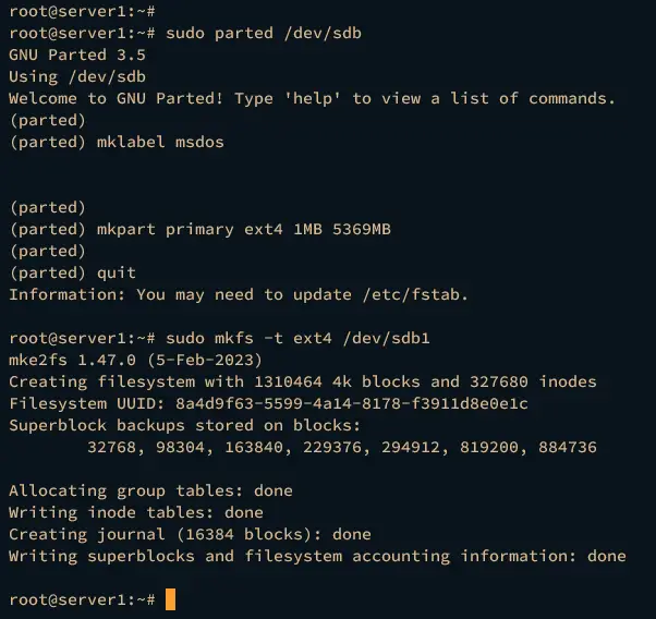 create partition