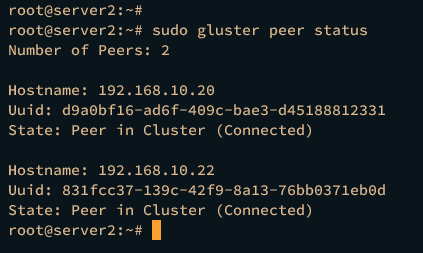 peer status server2