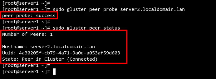 initialize peer glusterfs and check peer