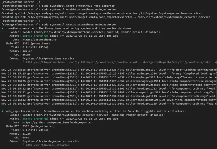 start enable prometheus node_exporter