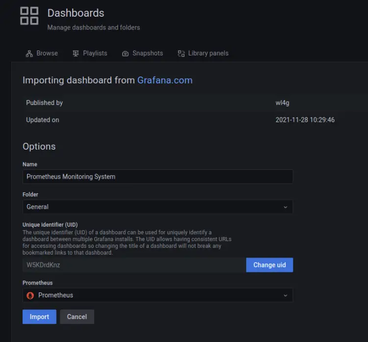 dashboard etails import