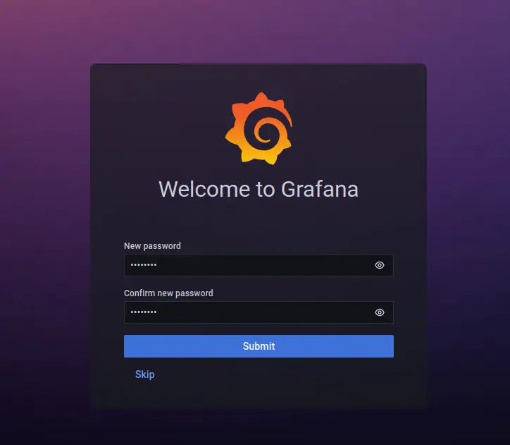 grafana login page