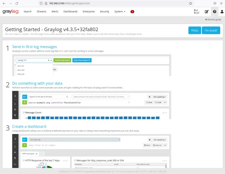 graylog dashboard