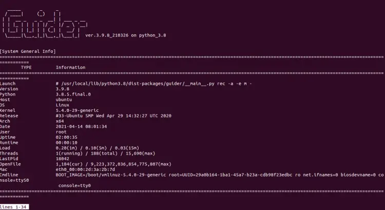 Guider system info