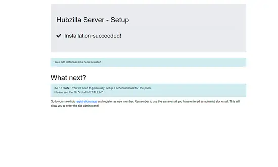 Hubzilla setup complete