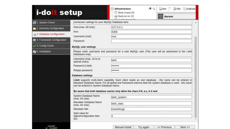 Database configuration