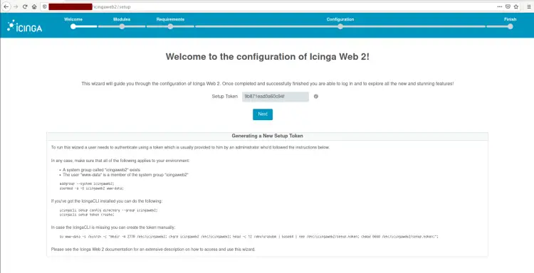 Icingaweb installation setup