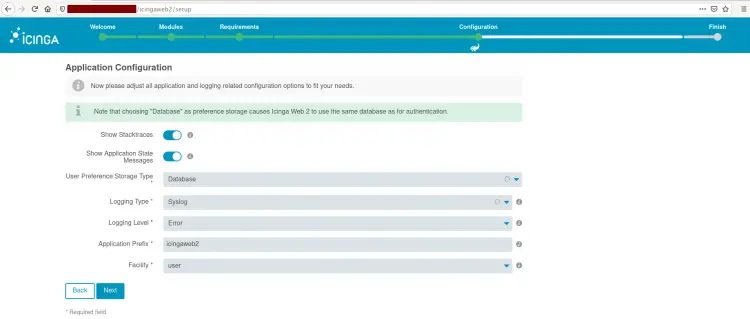 Icinga Application Configuration