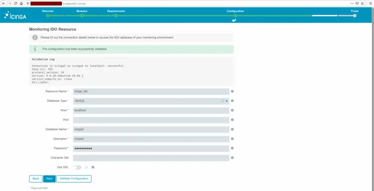 Icinga2 Database Configuration