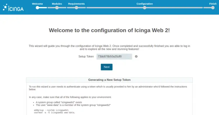 Icinga web installer