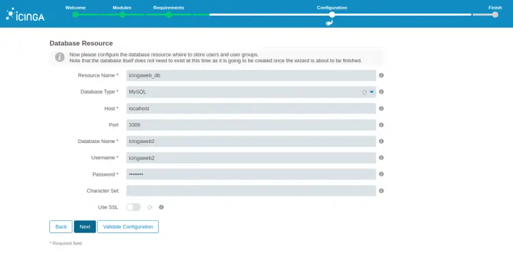 Database settings