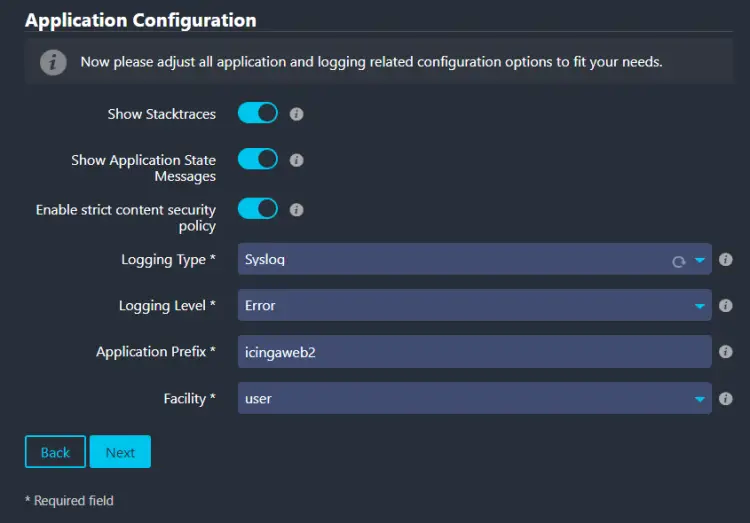 Icinga Application Configuration