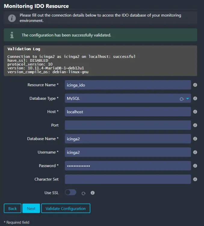 Icinga Database Credentials