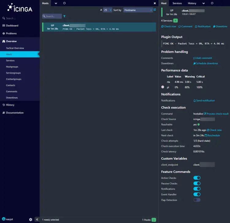 Icinga Web Dashboard Hosts Page