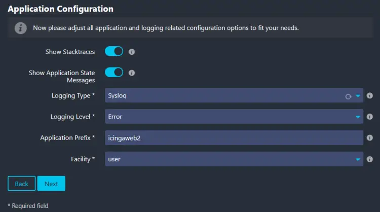 Icinga Application Configuration