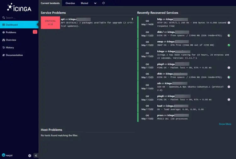 Icinga Web Dashboard