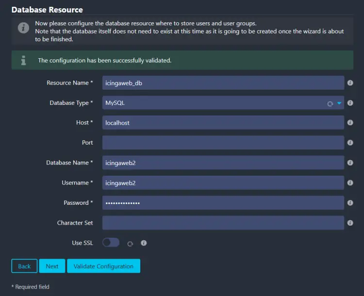 Icinga Web Database Credentials