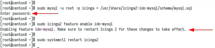 Enable and configuring the icinga 2 ido-mysql