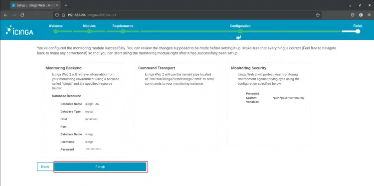 icinga 2 finish installation