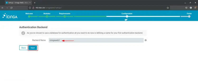 icinga web 2 database authentication name