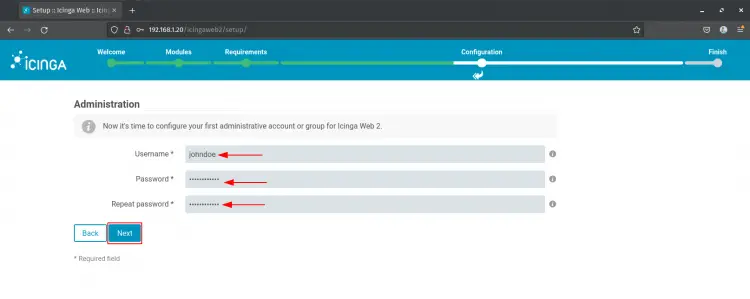 icinga web 2 create admin user