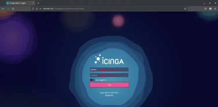 icinga 2 login page