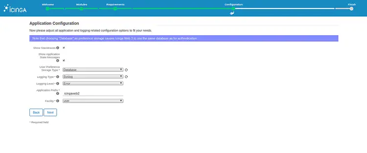 Application configuration