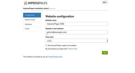 Website configuration