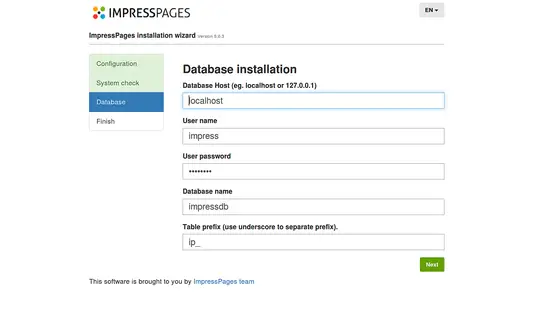 Database configuration