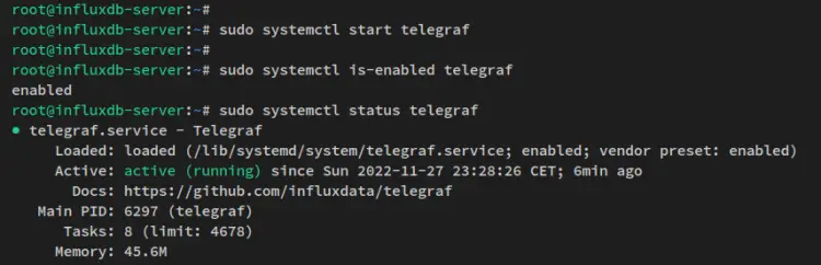 start enable telegraf