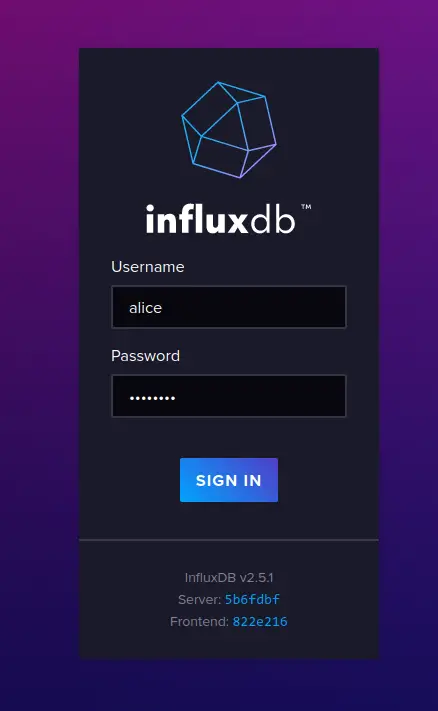 influxdb login