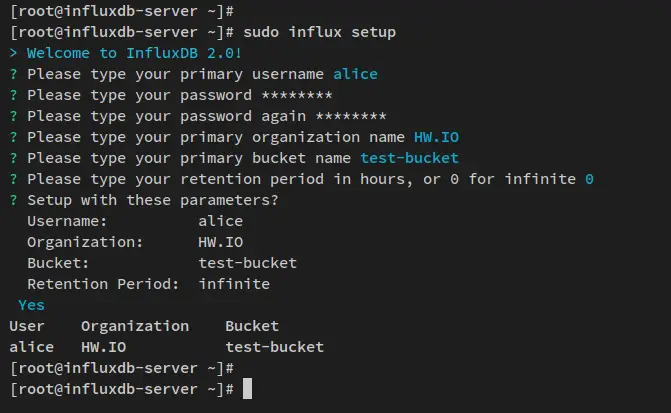 setup influxdb