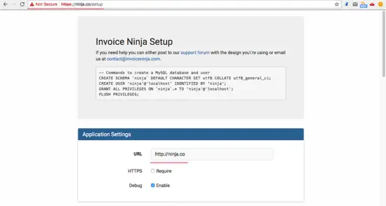 Invoice Ninja Installation Configuration