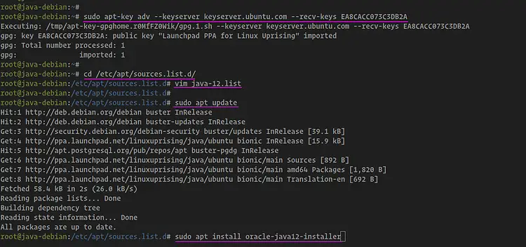 Install Java 12 on Debian 10