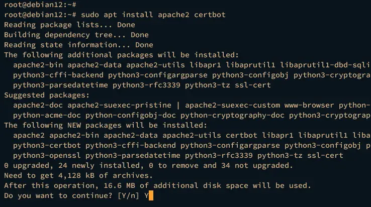 install apache2 certbot