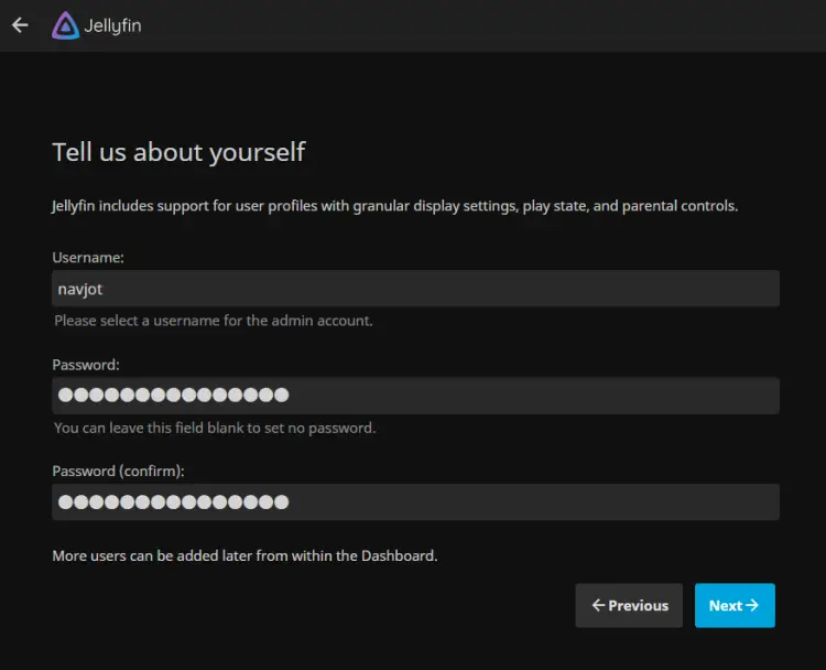Jellyfin User setup