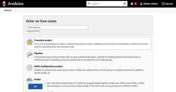 Create jenkins Project