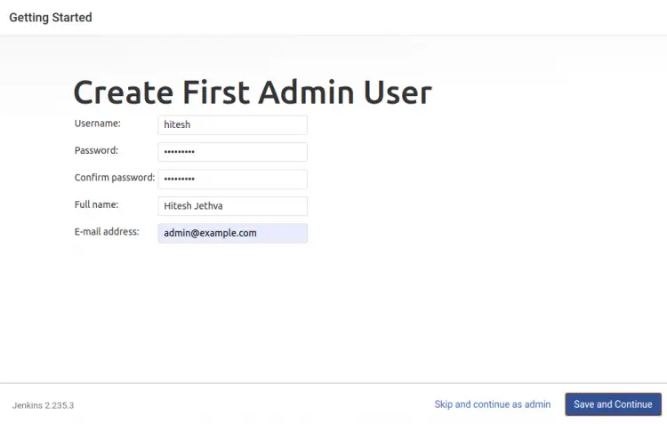 Create Admin user