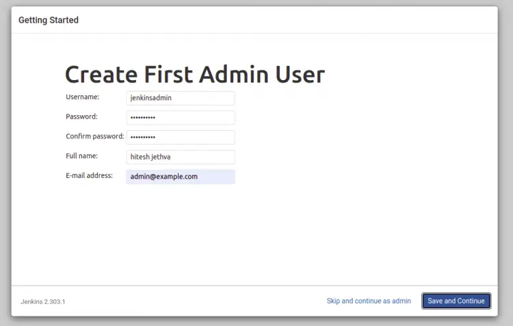 Create admin user