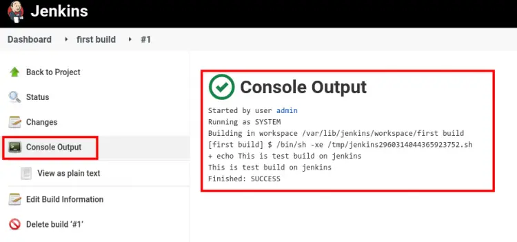 build output jenkins
