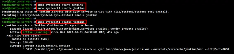 start enable verify jenkins service