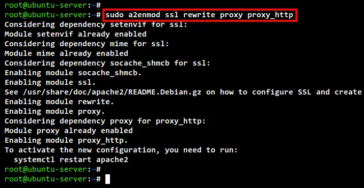 enable apache2 modules