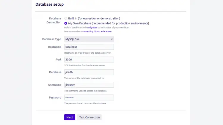 Database setup