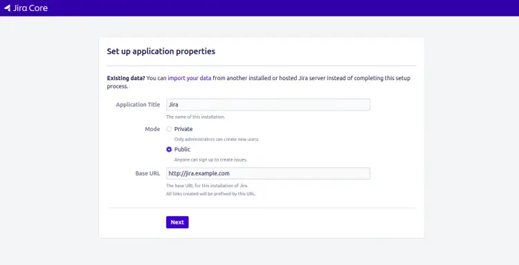 Application properties