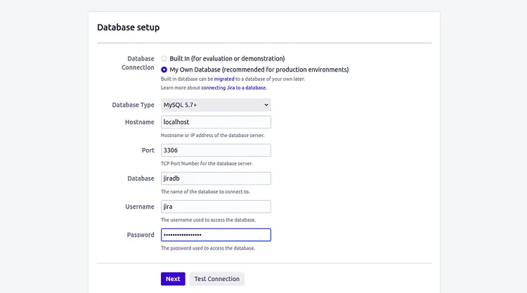 Database setup