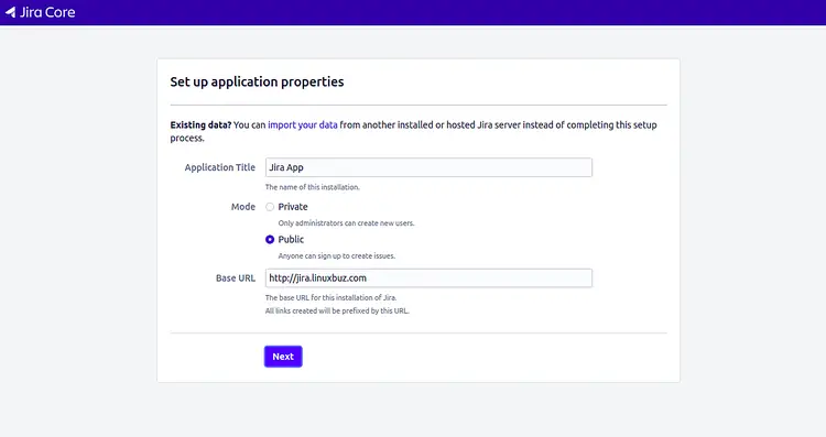 Application properties